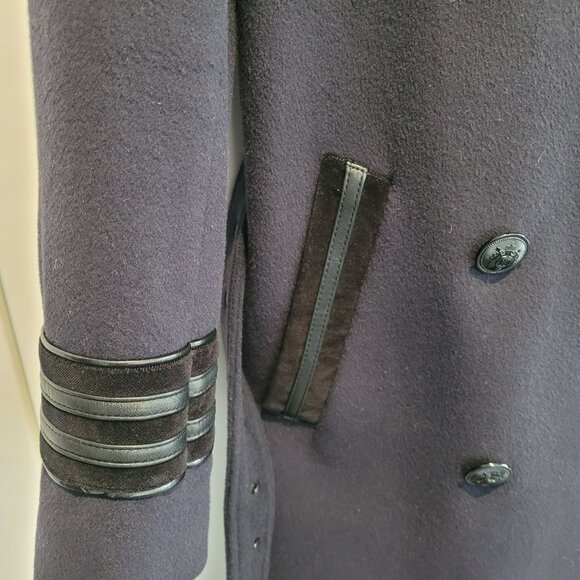 The Kooples Women's Navy Wool Peacoat Size EU 32 /XS-S - Picture 7 of 14